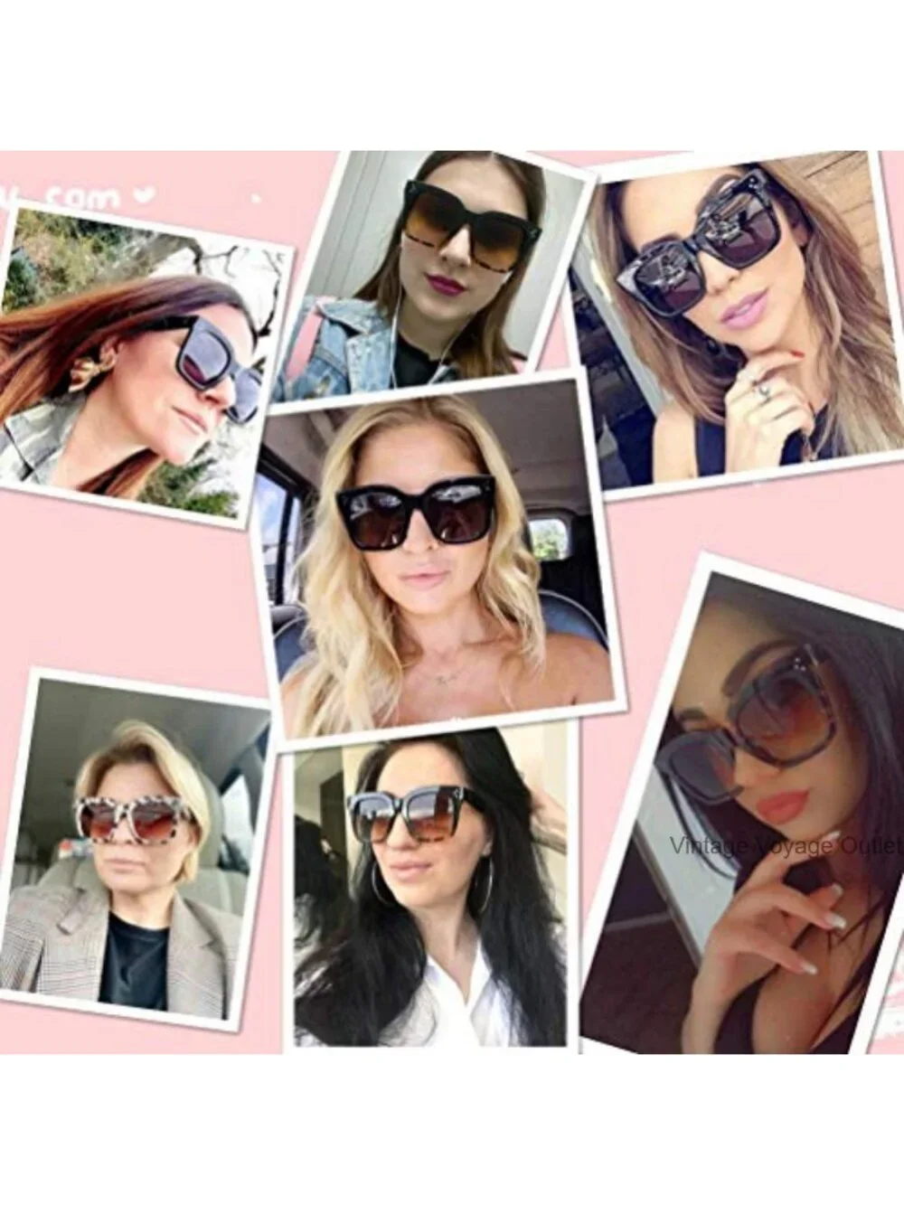 Vintage Oversized Square Sunglasses UV400 Protection Retro Trendy Shades